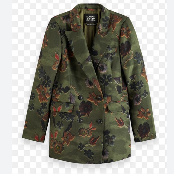 Scotch & Soda Green Poetry Tapestry - Camo/Floral Db Blazer - Sz. L - Picture 4 of 16